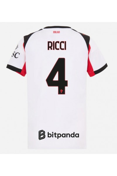AC Milan Samuele Ricci #4 Jalkapallovaatteet Naisten Vieraspaita 2025-26 Lyhythihainen AC Milan Samuele Ricci #4 Jalkapallovaatteet Naisten Vieraspaita 2025-26 Lyhythihainen